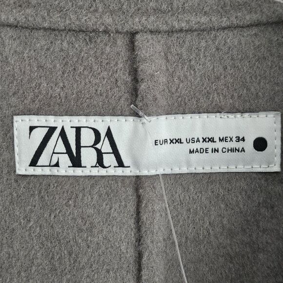 NWT ZARA DOUBLE FACED FITTED Wool Blend BLAZER XXL Gray Pockets Coat - Picture 3 of 10